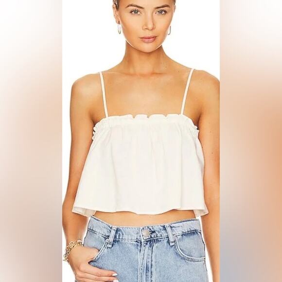 NWT REVOLVE We Wore What ruffled cami top ivory M cotton viole - Picture 1 of 7